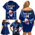 Custom Samoa Rugby Family Matching Off Shoulder Short Dress and Hawaiian Shirt Manu Samoa Ula Fala Dabbing Ball Polynesian Blue Version LT14 - Polynesian Pride