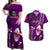 Samoa Rugby Couples Matching Off Shoulder Maxi Dress and Hawaiian Shirt Manu Samoa Ula Fala Dabbing Ball Polynesian Purple Version LT14 Purple - Polynesian Pride