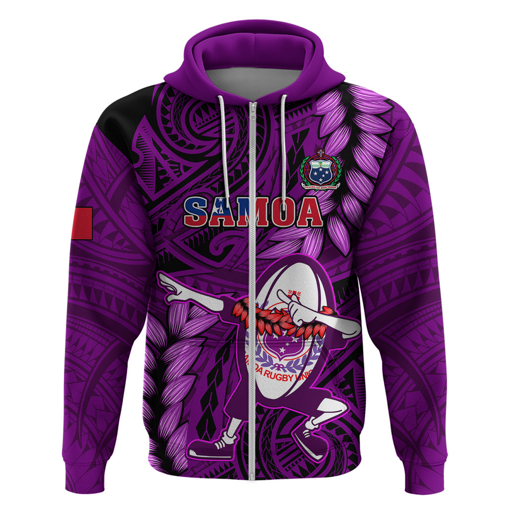 Samoa Rugby Hoodie Manu Samoa Ula Fala Dabbing Ball Polynesian Purple Version LT14 - Polynesian Pride