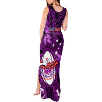 Samoa Rugby Tank Maxi Dress Manu Samoa Ula Fala Dabbing Ball Polynesian Purple Version LT14 - Polynesian Pride