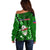 Samoa Rugby Off Shoulder Sweater Manu Samoa Ula Fala Dabbing Ball Polynesian Green Version LT14 - Polynesian Pride