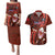 Samoa Rugby Couples Matching Puletasi Dress and Hawaiian Shirt Manu Samoa Ula Fala Dabbing Ball Polynesian Red Version LT14 Red - Polynesian Pride