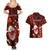 Samoa Rugby Couples Matching Summer Maxi Dress and Hawaiian Shirt Manu Samoa Ula Fala Dabbing Ball Polynesian Red Version LT14 - Polynesian Pride