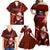 Samoa Rugby Family Matching Off Shoulder Maxi Dress and Hawaiian Shirt Manu Samoa Ula Fala Dabbing Ball Polynesian Red Version LT14 Red - Polynesian Pride