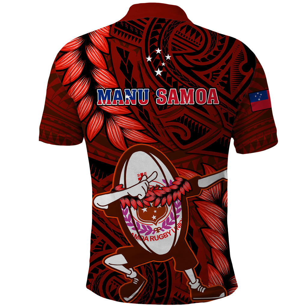 Samoa Rugby Polo Shirt Manu Samoa Ula Fala Dabbing Ball Polynesian Red Version LT14 - Polynesian Pride