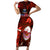 Samoa Rugby Short Sleeve Bodycon Dress Manu Samoa Ula Fala Dabbing Ball Polynesian Red Version LT14 Long Dress Red - Polynesian Pride