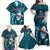 Samoa Rugby Family Matching Off Shoulder Maxi Dress and Hawaiian Shirt Manu Samoa Ula Fala Dabbing Ball Polynesian Turquoise Version LT14 Turquoise - Polynesian Pride