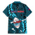 Samoa Rugby Family Matching Off Shoulder Maxi Dress and Hawaiian Shirt Manu Samoa Ula Fala Dabbing Ball Polynesian Turquoise Version LT14 - Polynesian Pride