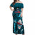 Samoa Rugby Off Shoulder Maxi Dress Manu Samoa Ula Fala Dabbing Ball Polynesian Turquoise Version LT14 Women Turquoise - Polynesian Pride