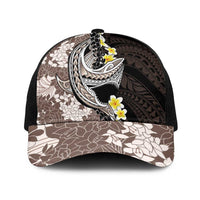 Brown and Black Hawaii Shark Tattoo Baseball Net Cap Puakenikeni Lei Plumeria Polynesian Pattern - Polynesian Pride