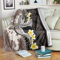 Brown and Black Hawaii Shark Tattoo Blanket Puakenikeni Lei Plumeria Polynesian Pattern - Polynesian Pride