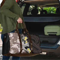 Brown and Black Hawaii Shark Tattoo Travel Bag Puakenikeni Lei Plumeria Polynesian Pattern - Polynesian Pride