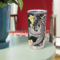 Brown and Black Hawaii Shark Tattoo Tumbler Cup Puakenikeni Lei Plumeria Polynesian Pattern - Polynesian Pride