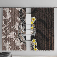 Brown and Black Hawaii Shark Tattoo Window Curtain Puakenikeni Lei Plumeria Polynesian Pattern - Polynesian Pride