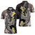 Brown and Black Hawaii Shark Tattoo Zipper Polo Shirt Puakenikeni Lei Plumeria Polynesian Pattern - Polynesian Pride