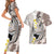 Brown and White Hawaii Shark Tattoo Couples Matching Short Sleeve Bodycon Dress and Hawaiian Shirt Puakenikeni Lei Plumeria Polynesian Pattern - Polynesian Pride