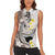 Brown and White Hawaii Shark Tattoo Women Sleeveless Polo Shirt Puakenikeni Lei Plumeria Polynesian Pattern - Polynesian Pride