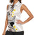 Brown and White Hawaii Shark Tattoo Women Sleeveless Polo Shirt Puakenikeni Lei Plumeria Polynesian Pattern - Polynesian Pride