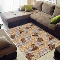 Khaki Palaka Hawaii Cowboy Area Rug Puakenikeni Lei Paniolo Papale Seamless Vibes - Polynesian Pride