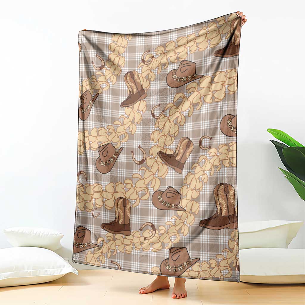 Khaki Palaka Hawaii Cowboy Blanket Puakenikeni Lei Paniolo Papale Seamless Vibes - Polynesian Pride