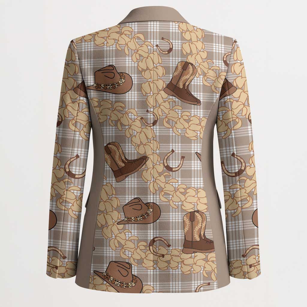 Khaki Palaka Hawaii Cowboy Blazer Puakenikeni Lei Paniolo Papale Seamless Vibes LT14 - Polynesian Pride