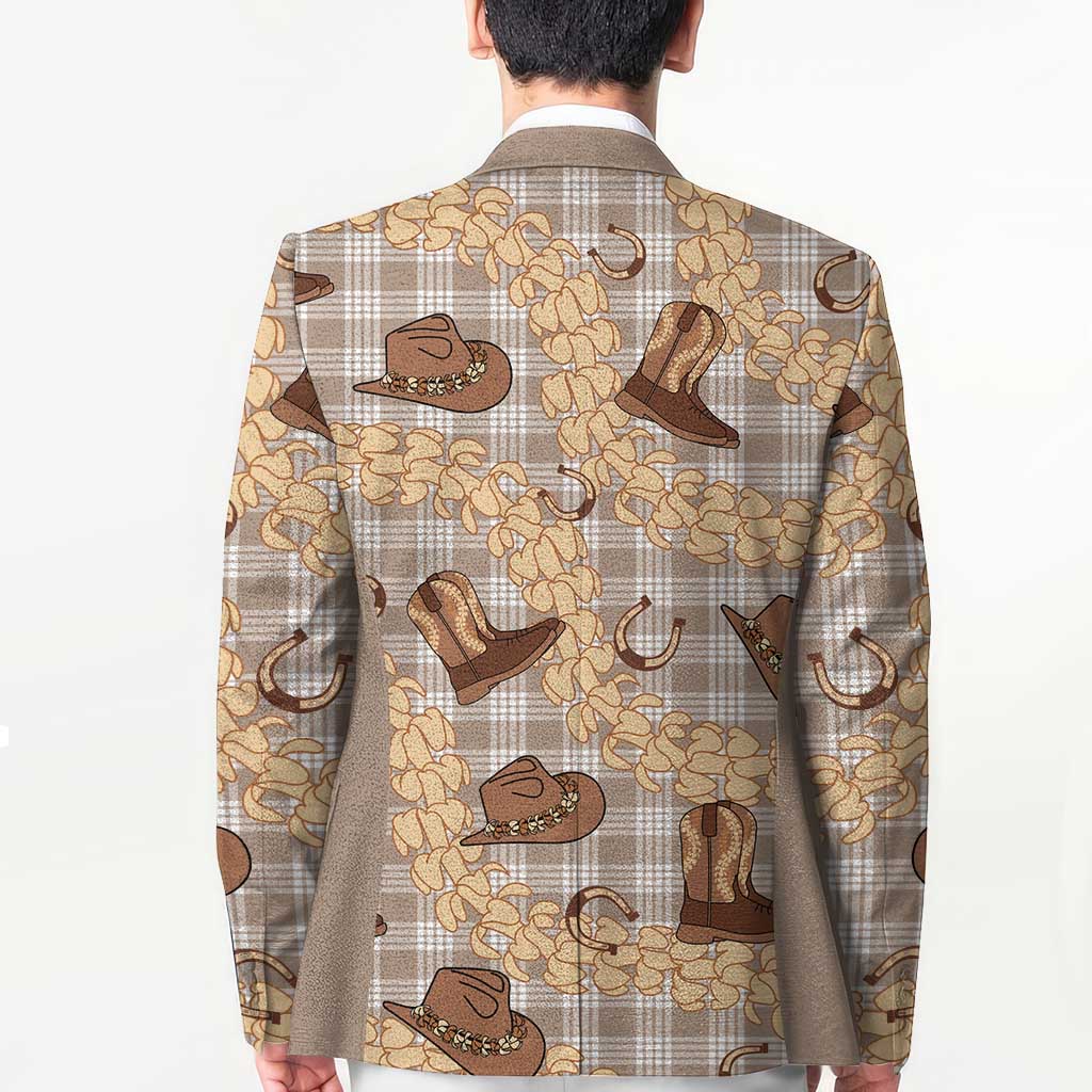 Khaki Palaka Hawaii Cowboy Blazer Puakenikeni Lei Paniolo Papale Seamless Vibes LT14 - Polynesian Pride