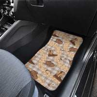 Khaki Palaka Hawaii Cowboy Car Mats Puakenikeni Lei Paniolo Papale Seamless Vibes - Polynesian Pride