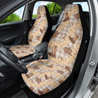 Khaki Palaka Hawaii Cowboy Car Seat Cover Puakenikeni Lei Paniolo Papale Seamless Vibes - Polynesian Pride