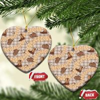 Khaki Palaka Hawaii Cowboy Ceramic Ornament Puakenikeni Lei Paniolo Papale Seamless Vibes - Polynesian Pride