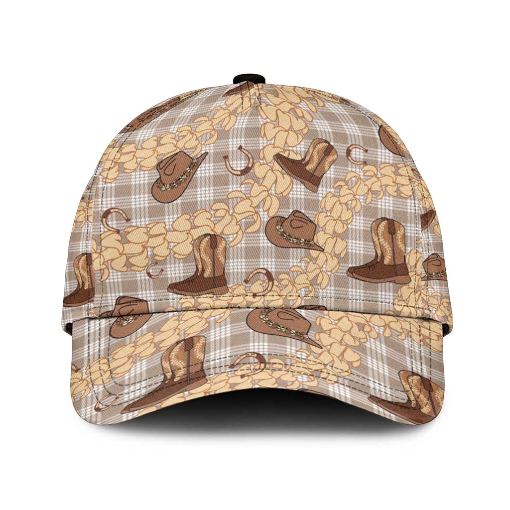 Khaki Palaka Hawaii Cowboy Classic Cap Puakenikeni Lei Paniolo Papale Seamless Vibes - Polynesian Pride