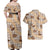 Khaki Palaka Hawaii Cowboy Couples Matching Off Shoulder Maxi Dress and Hawaiian Shirt Puakenikeni Lei Paniolo Papale Seamless Vibes - Polynesian Pride