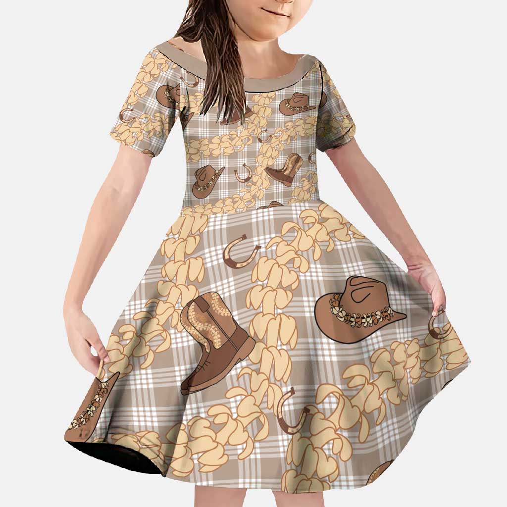 Khaki Palaka Hawaii Cowboy Family Matching Mermaid Dress and Hawaiian Shirt Puakenikeni Lei Paniolo Papale Seamless Vibes - Polynesian Pride