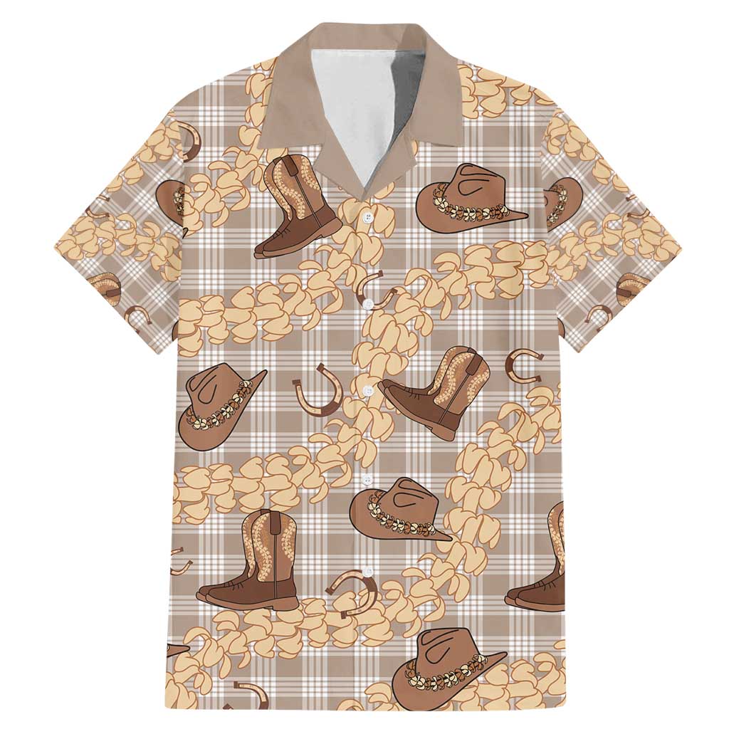 Khaki Palaka Hawaii Cowboy Family Matching Mermaid Dress and Hawaiian Shirt Puakenikeni Lei Paniolo Papale Seamless Vibes - Polynesian Pride