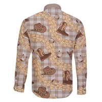 Khaki Palaka Hawaii Cowboy Family Matching Puletasi and Hawaiian Shirt Puakenikeni Lei Paniolo Papale Seamless Vibes - Polynesian Pride