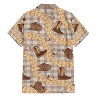 Khaki Palaka Hawaii Cowboy Family Matching Short Sleeve Bodycon Dress and Hawaiian Shirt Puakenikeni Lei Paniolo Papale Seamless Vibes - Polynesian Pride