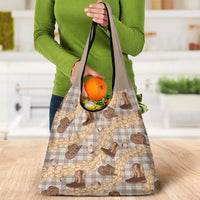 Khaki Palaka Hawaii Cowboy Grocery Bag Puakenikeni Lei Paniolo Papale Seamless Vibes - Polynesian Pride