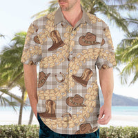 Khaki Palaka Hawaii Cowboy Hawaiian Shirt Puakenikeni Lei Paniolo Papale Seamless Vibes - Polynesian Pride