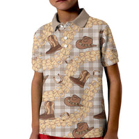 Khaki Palaka Hawaii Cowboy Kid Polo Shirt Puakenikeni Lei Paniolo Papale Seamless Vibes - Polynesian Pride