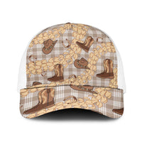 Khaki Palaka Hawaii Cowboy Mesh Trucker Cap Puakenikeni Lei Paniolo Papale Seamless Vibes - Polynesian Pride