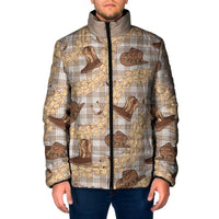 Khaki Palaka Hawaii Cowboy Padded Jacket Puakenikeni Lei Paniolo Papale Seamless Vibes - Polynesian Pride