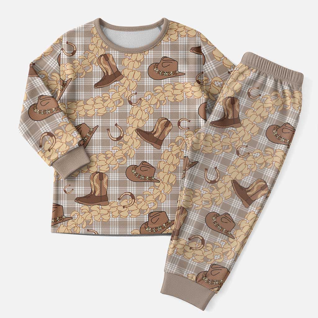 Khaki Palaka Hawaii Cowboy Christmas Pajama Set Puakenikeni Lei Paniolo Papale Seamless Vibes LT14 Men Khaki - Polynesian Pride