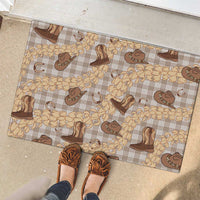 Khaki Palaka Hawaii Cowboy Rubber Doormat Puakenikeni Lei Paniolo Papale Seamless Vibes - Polynesian Pride