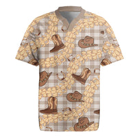 Khaki Palaka Hawaii Cowboy Rugby Jersey Puakenikeni Lei Paniolo Papale Seamless Vibes - Polynesian Pride