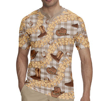 Khaki Palaka Hawaii Cowboy Rugby Jersey Puakenikeni Lei Paniolo Papale Seamless Vibes - Polynesian Pride