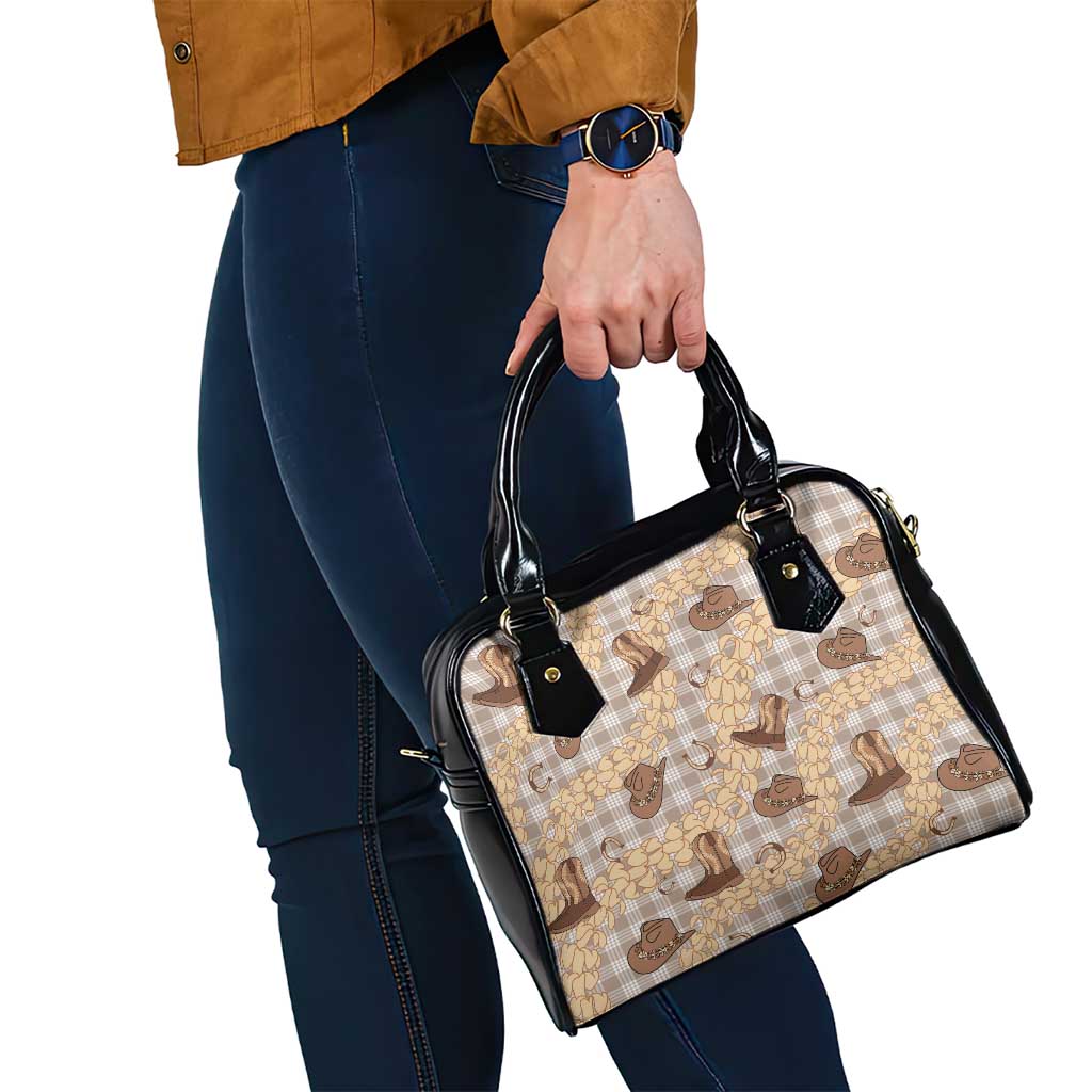 Khaki Palaka Hawaii Cowboy Shoulder Handbag Puakenikeni Lei Paniolo Papale Seamless Vibes LT14 - Polynesian Pride