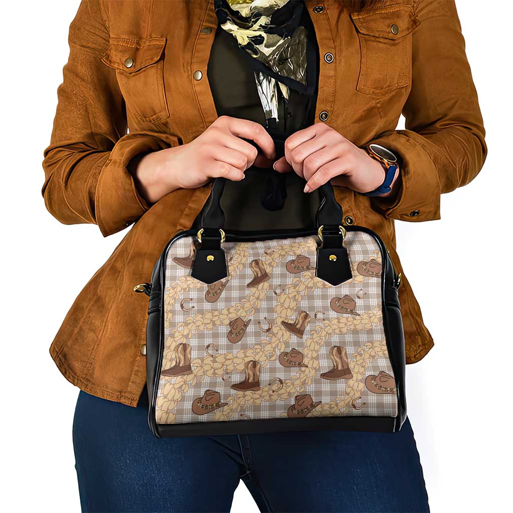 Khaki Palaka Hawaii Cowboy Shoulder Handbag Puakenikeni Lei Paniolo Papale Seamless Vibes LT14 - Polynesian Pride