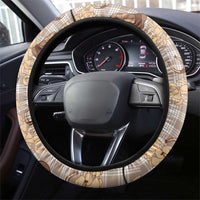 Khaki Palaka Hawaii Cowboy Steering Wheel Cover Puakenikeni Lei Paniolo Papale Seamless Vibes - Polynesian Pride