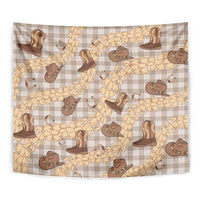 Khaki Palaka Hawaii Cowboy Tapestry Puakenikeni Lei Paniolo Papale Seamless Vibes LT14 - Polynesian Pride
