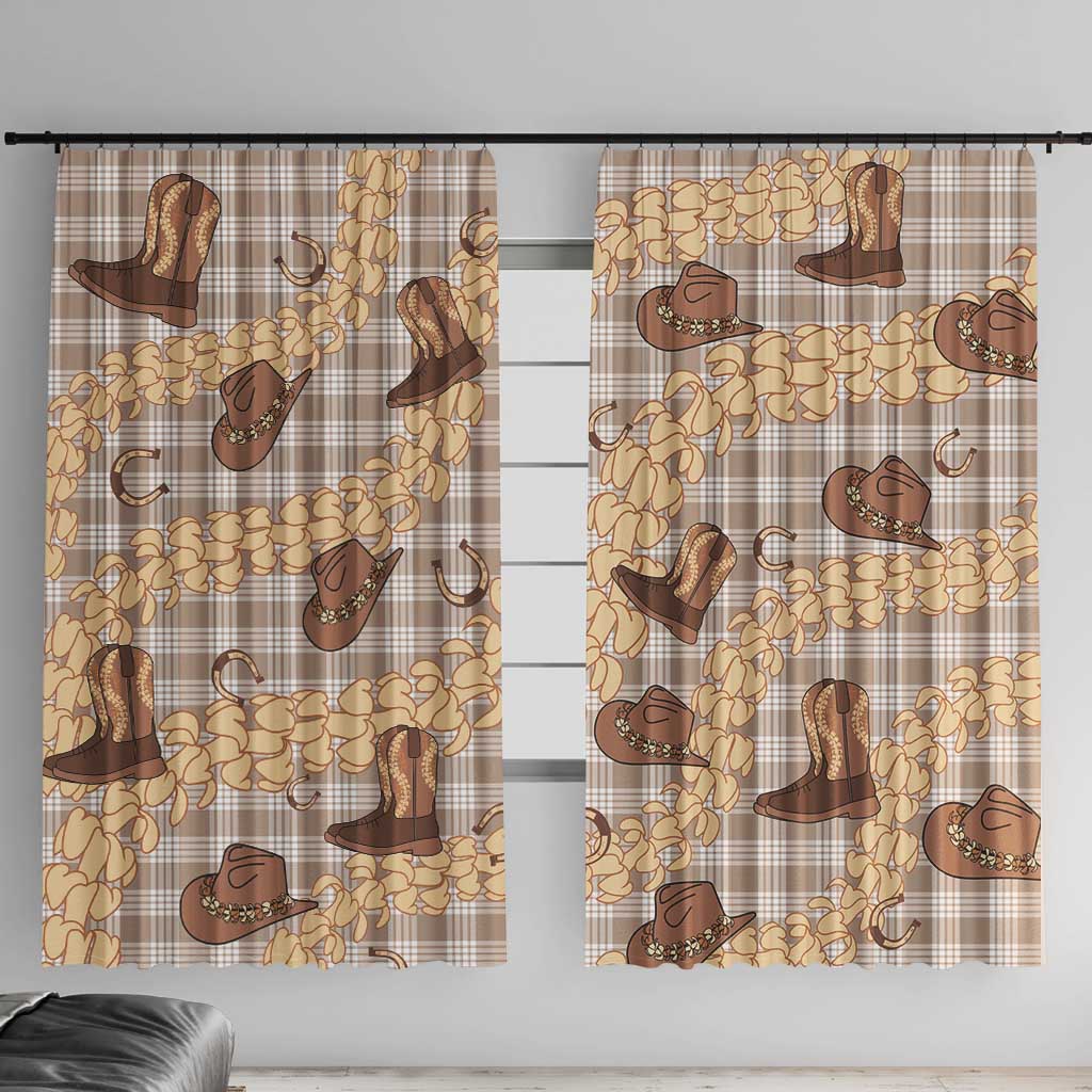 Khaki Palaka Hawaii Cowboy Window Curtain Puakenikeni Lei Paniolo Papale Seamless Vibes LT14 With Hooks Khaki - Polynesian Pride