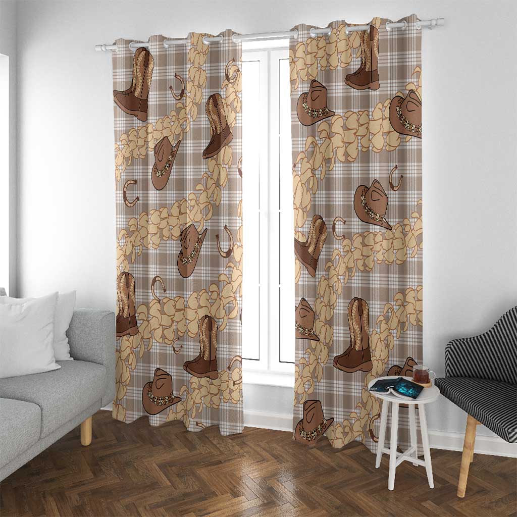Khaki Palaka Hawaii Cowboy Window Curtain Puakenikeni Lei Paniolo Papale Seamless Vibes LT14 With Grommets Khaki - Polynesian Pride